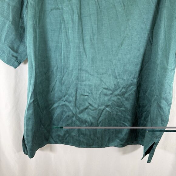 Gillio Silk Blend Shirt Men'sXL Solid Green Short Sleeve Button Up Front Pocket - Picture 10 of 10